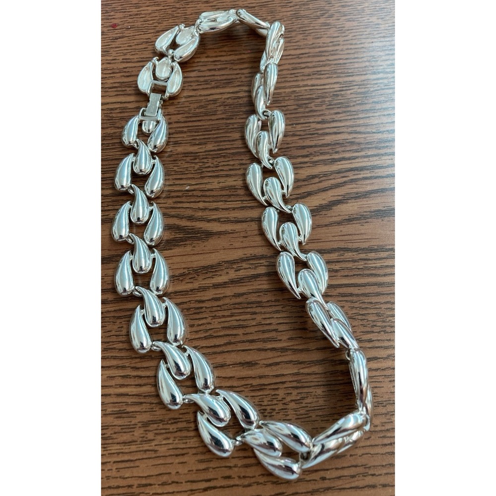 Vintage Short Designer Necklace Signed Erwin Pearl Choker Silver Pewter Tone 16"